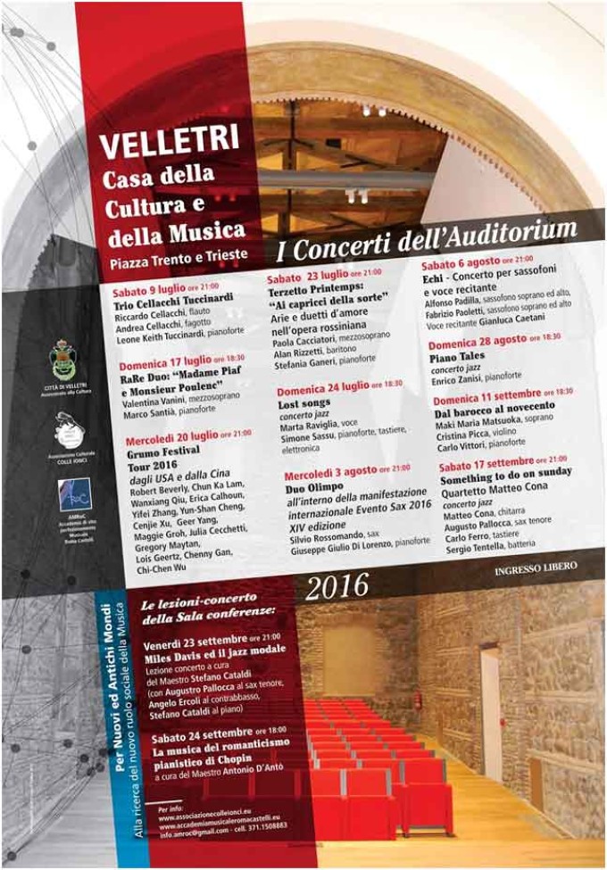 Velletri – I Concerti dell’Auditorium – Sabato 9 luglio ore 21:00 Trio Cellacchi Tuccinardi