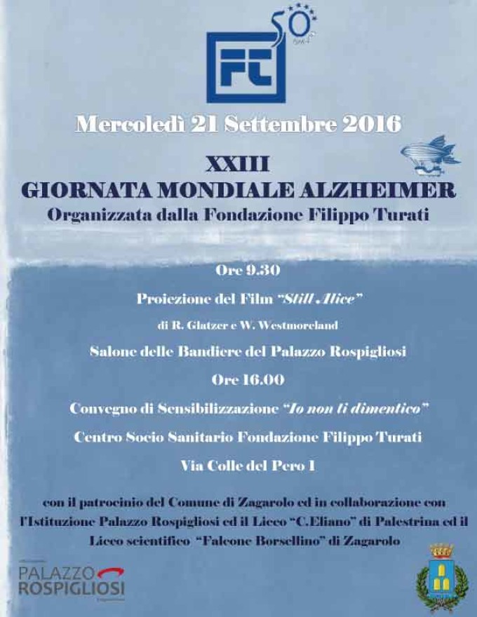 XIIIª Giornata Mondiale Alzheimer, due eventi a Zagarolo