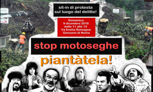 Genzano di Roma  –  Sit-in di protesta per contestare l’abbattimento selvaggio di alberi innocenti