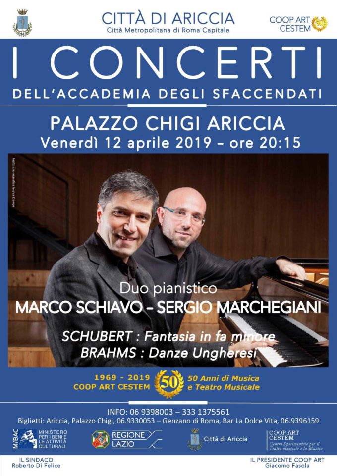 Ariccia, a Palazzo Chigi le danze ungheresi di Brahms con Schiavo e Marchegiani
