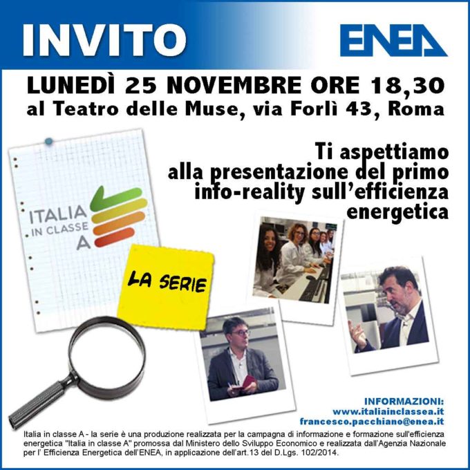 Energia: “Italia in classe A – La serie”, il primo info-reality sull’efficienza