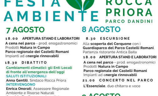 “Festa Ambiente” dal 7 al 9 agosto  a Rocca Priora