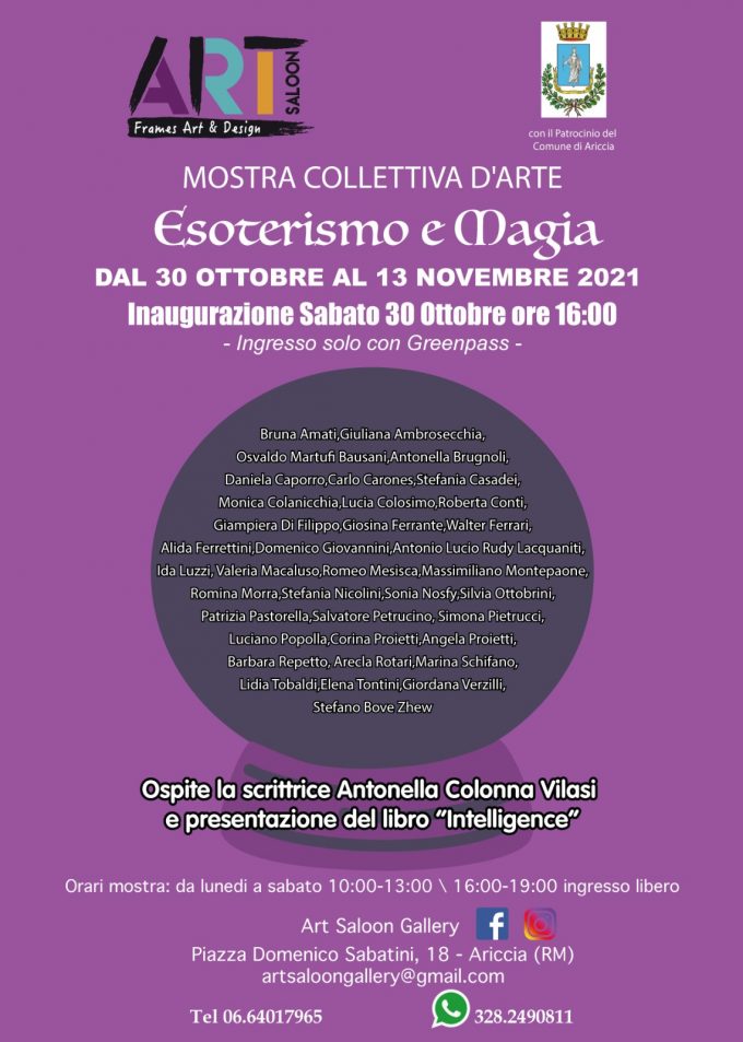 Mostra “Esoterismo e magia” ad Ariccia ospita la scrittrice A. Colonna Vilasi col suo “Intelligence”