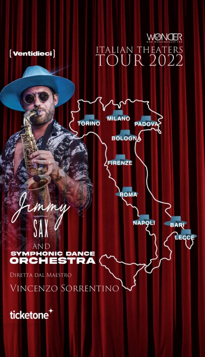 JIMMY SAX: da marzo per la prima volta in tour nei teatri italiani con The Symphonic Dance Orchestra diretta dal Maestro Vincenzo Sorrentino.