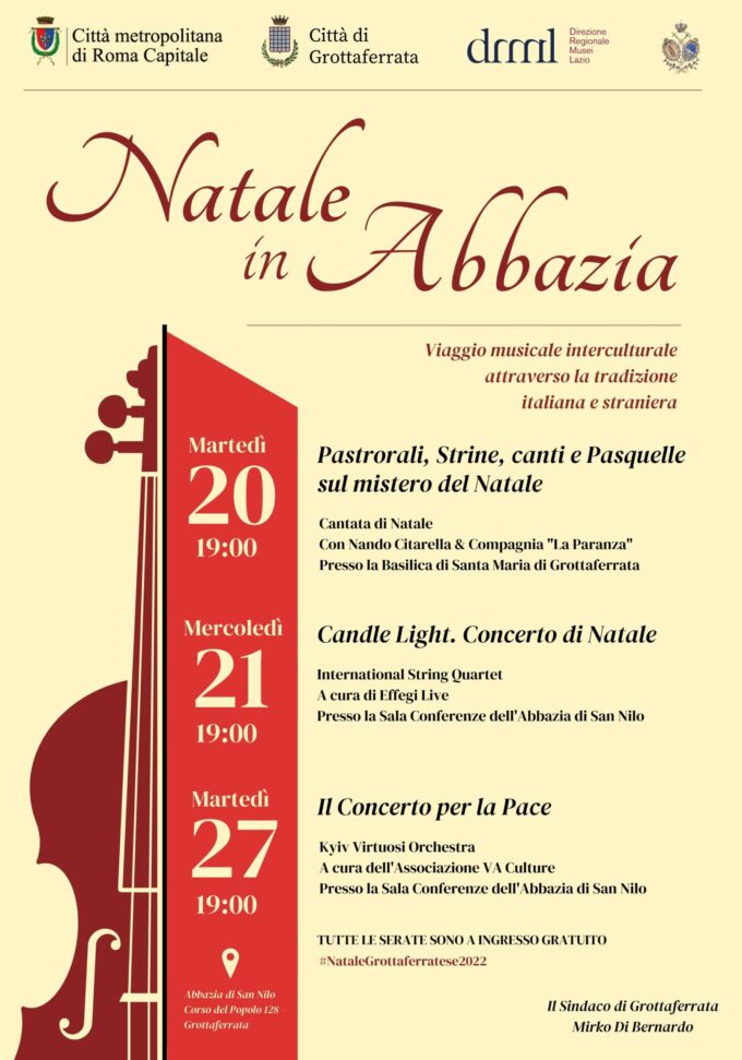Grottaferrata: Natale in Abbazia. 3 concerti d’eccezione all’interno del Monastero Esarchico