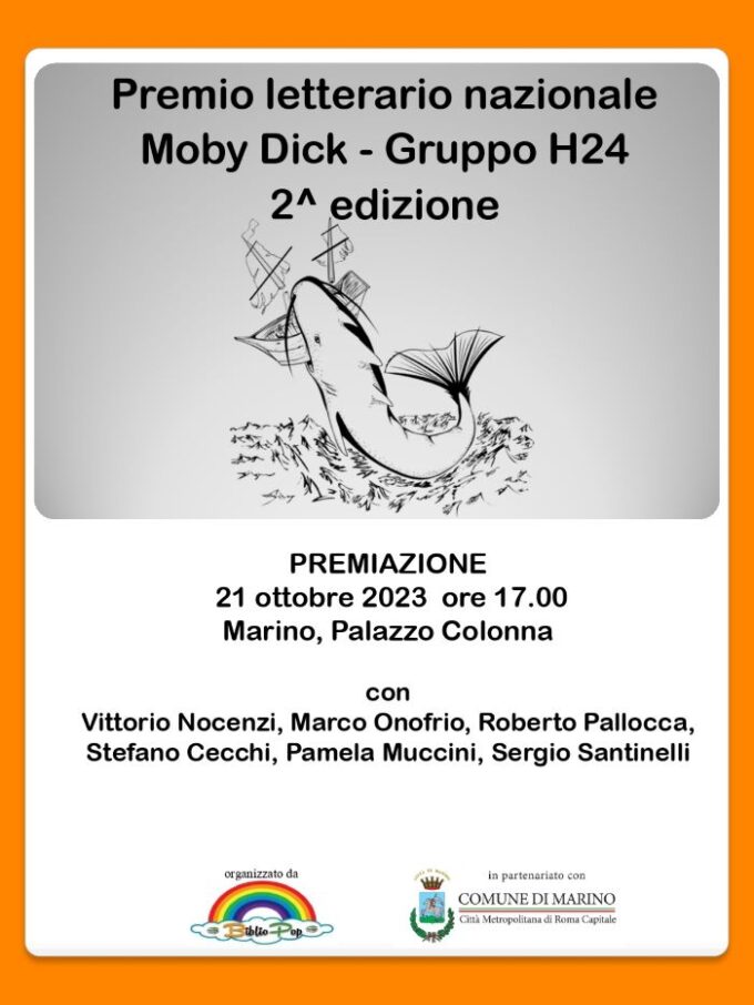 A Marino Sabato 21/10 “Premio Moby Dick Gruppo H 24”…Tutti a Palazzo 