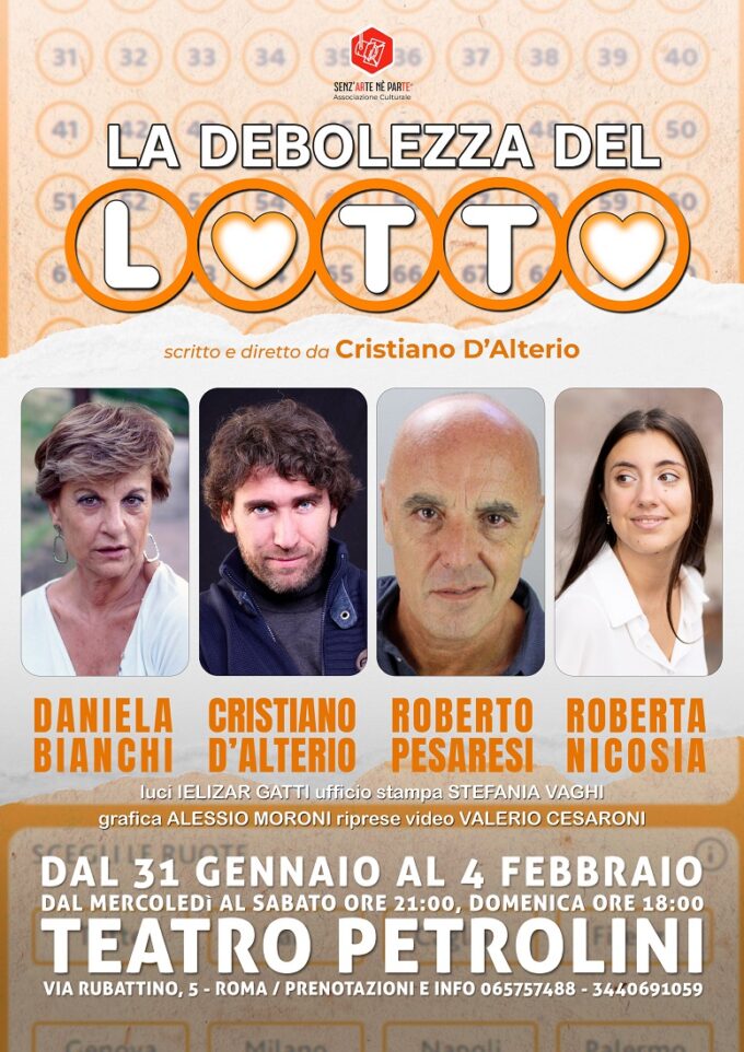 La debolezza del Lotto Sarà in scena al Teatro Petrolini di Roma dal 31 gennaio al 4 febbraio 2024