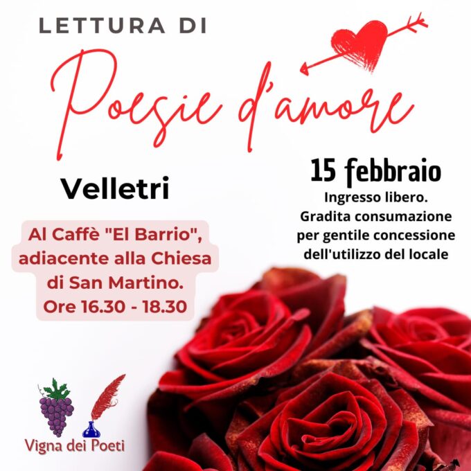 POESIE D’AMORE: READING POETICO DEL 15 FEBBRAIO A VELLETRI