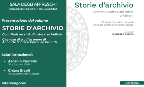 Venerdì 1 marzo “Storie d’Archivio. Contributi recenti alla storia di Velletri. Giornata di studi…”
