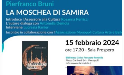 Il 15/2 Monopoli ospita l’anteprima de “La Moschea di Samira” di Pierfranco Bruni