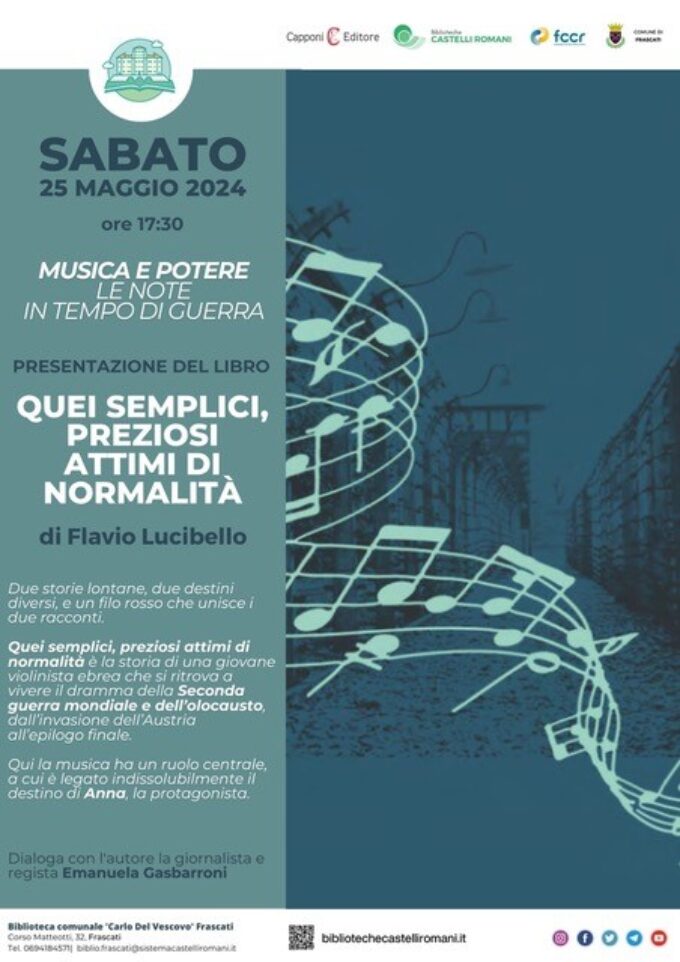 Il 25/5 a Frascati “Musica e potere – le note in tempo di guerra” con il libro di F. Lucibello