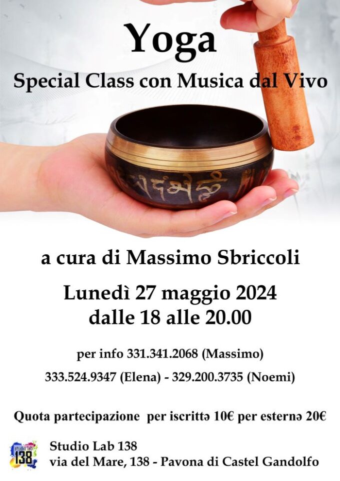 Lunedì 27/5 a Studio Lab 138 “Yoga Special Class con musica dal vivo”