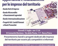 Opportunità e finanziamenti per le imprese del territorio