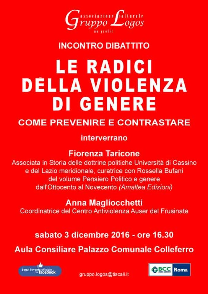 Colleferro – Incontro dibattito “Le radici della violenza di genere: come prevenire e contrastare”