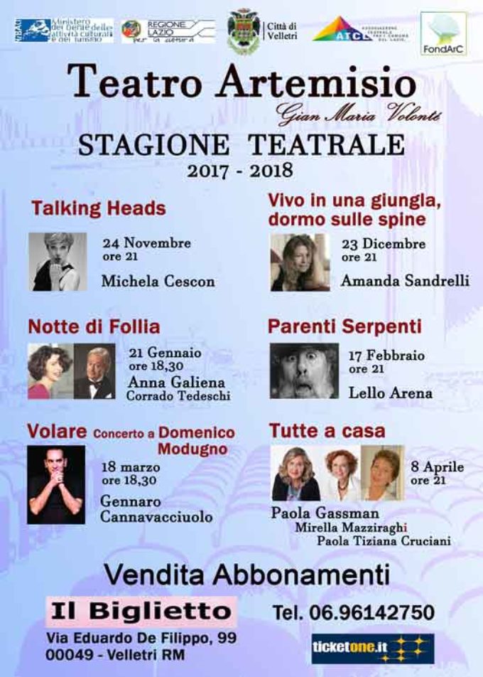 Stagione di Prosa 2017/18 Teatro Artemisio Gian Maria Volonté