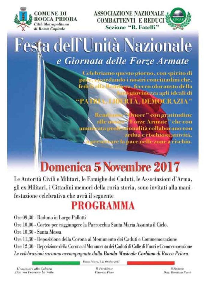 Celebrazione della “Giornata dell’Unità Nazionale  e delle Forze Armate”