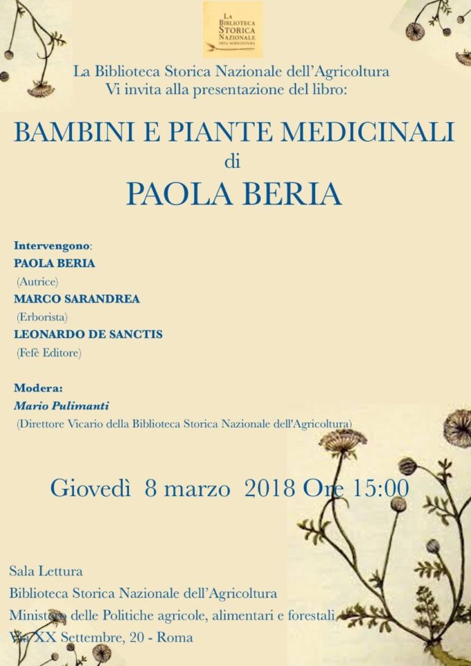 8 marzo con “Bambini e piante medicinali” alla biblioteca Agret III