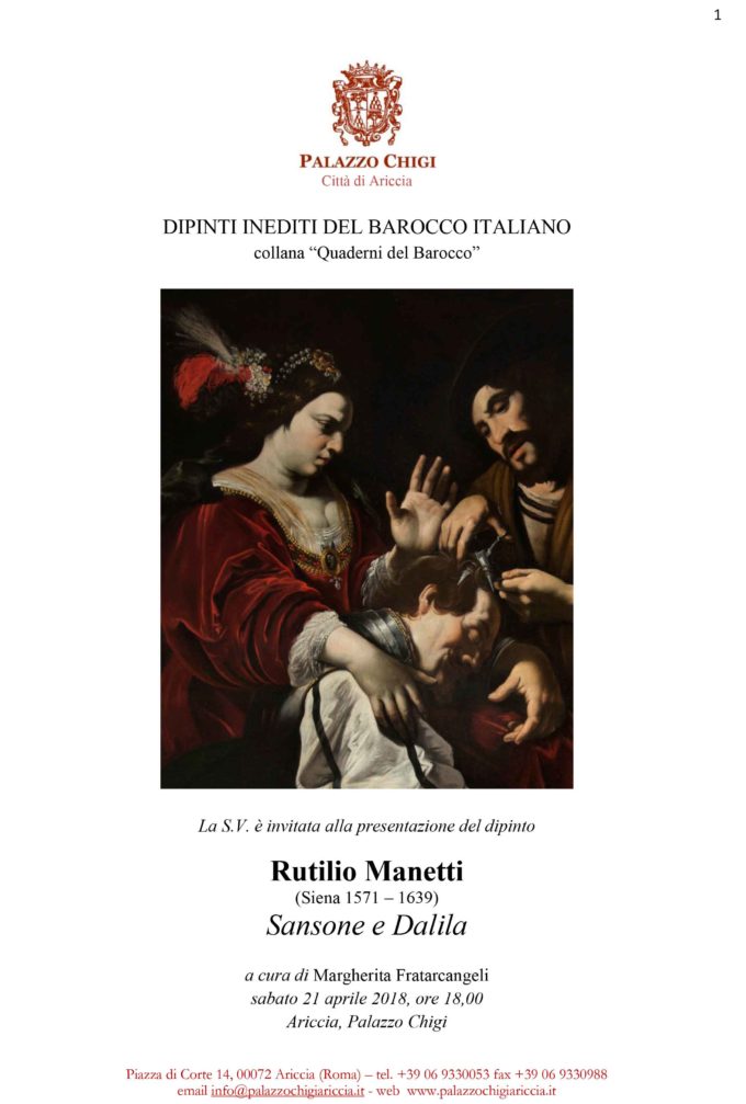 Invito Presentazione Dipinto “Quaderni del Barocco”