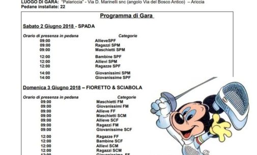 Il campionato regionale di scherma under 14 al via ad Ariccia nel finesettimana