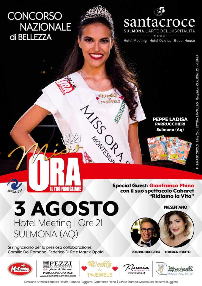 BELLEZZA: IL 3 AGOSTO MISS ORA SBARCA A SULMONA (AQ)