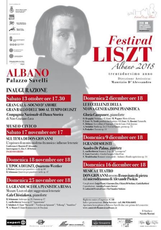 Albano Laziale, 13 ottobre si apre il Festival Liszt 2018