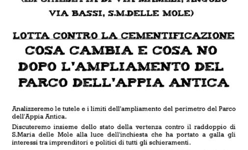 Assemblea pubblica contro la Cementificazione a S.Maria delle Mole