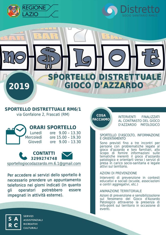 Frascati – Sportello distrettuale gioco d’azzardo RM 6/1