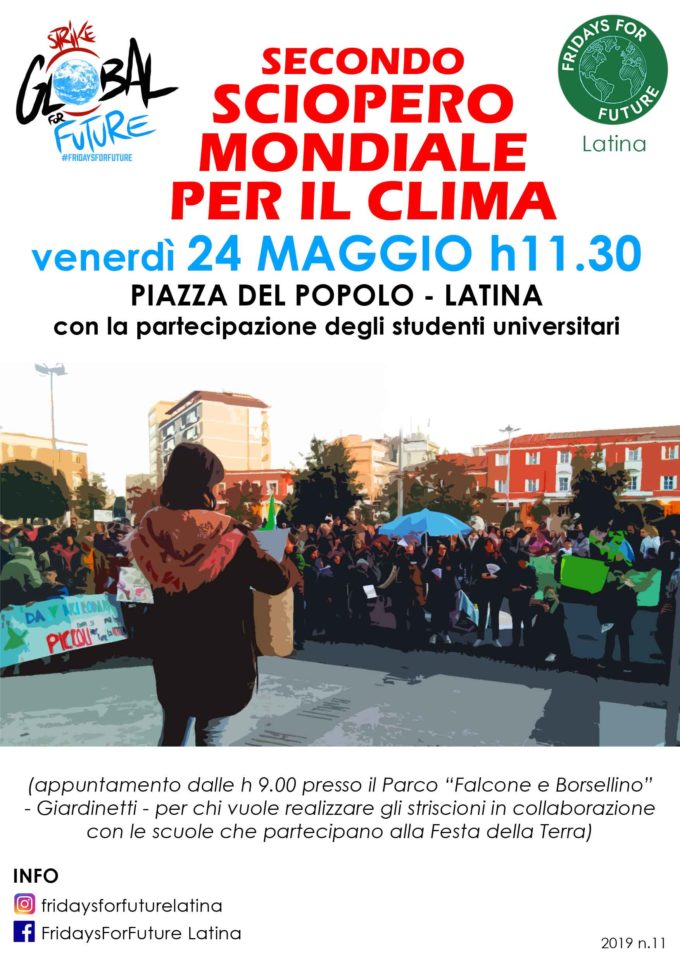 2° Sciopero globale per il Clima a Latina – venerdì 24 Maggio 2019 – Piazza del Popolo h.11.30