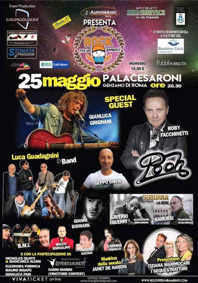 Tutto Pronto per Rock per un Bambino – il 25 Maggio al PalaCesaroni di Genzano