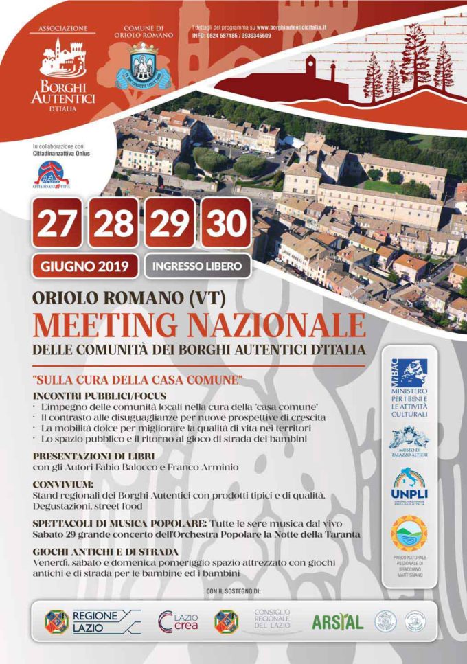 Ad Oriolo Romano (VT) il Meeting nazionale delle Comunità dei Borghi Autentici d’Italia