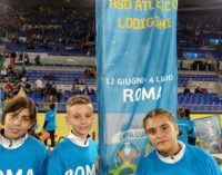 Atletico Lodigiani, tre ragazzi della Scuola calcio hanno sfilato all’Olimpico durante Italia-Grecia