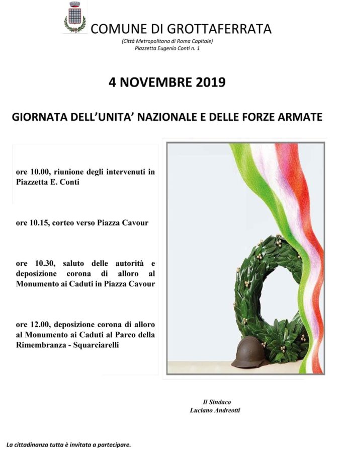 4 NOVEMBRE, A GROTTAFERRATA DUE CORONE PER I CADUTI