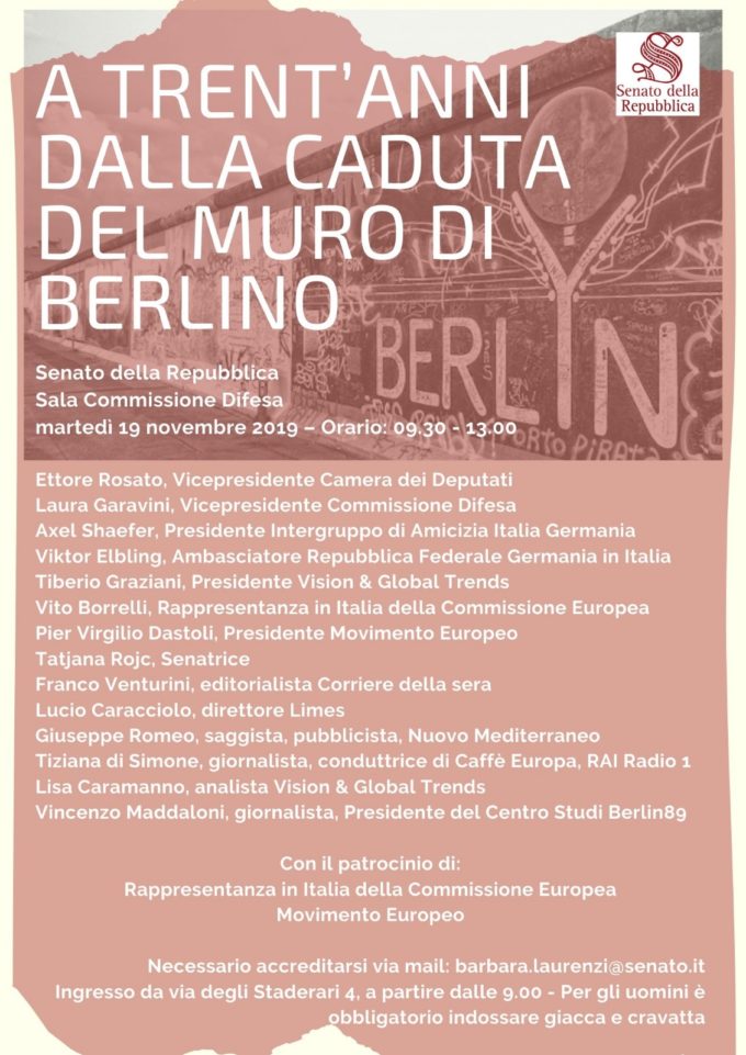 Berlino, in Senato un convegno internazionale per la caduta del Muro