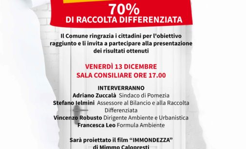 Raccolta differenziata a Pomezia, la Città festeggia il record del 70%