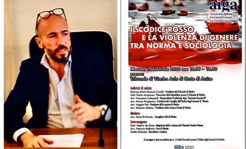 VITERBO, CONVEGNO SUL CODICE ROSSO. PRESENTE ANCHE IL GIUDICE DE GIOIA