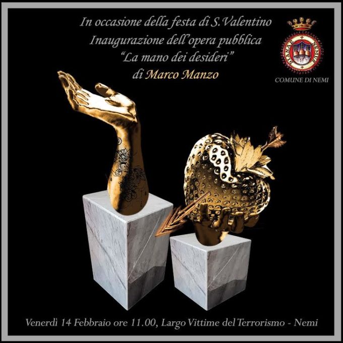 Nemi istalla un’opera dell’ artista Marco Manzo dedicata all’amore il 14 Febbraio a San Valentino