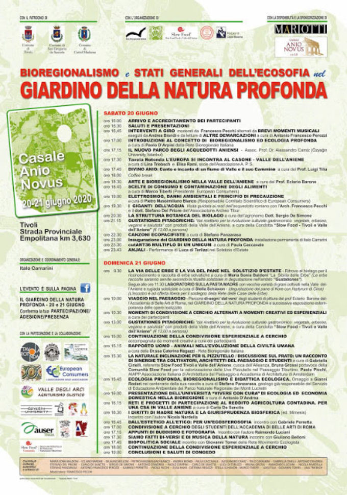 “Bioregionalismo. Stati generali dell’ecosofia” – Un canto bioregionale da cantare a Tivoli, il 20 e 21 giugno 2020…