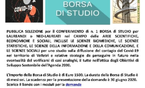 BANDO BORSA DI STUDIO VELLETRI 2030 – SCADENZA 30 GIUGNO 2020