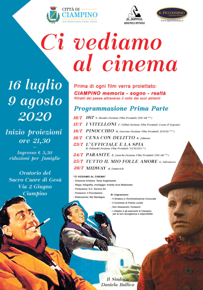 TORNA IL CINEMA A CIAMPINO CON LA RASSEGNA ESTIVA: “CI VEDIAMO AL CINEMA”