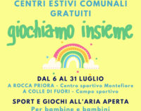 Rocca Priora – Centri Estivi Gratuiti: da lunedì si torna a “Giocare insieme”  