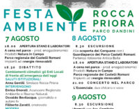 “Festa Ambiente” dal 7 al 9 agosto  a Rocca Priora