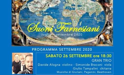 Il “Grand Trio” di Alogna, Braconi e Tampalin conclude nel segno di Beethoven il ciclo di concerti “Suoni Farnesiani”