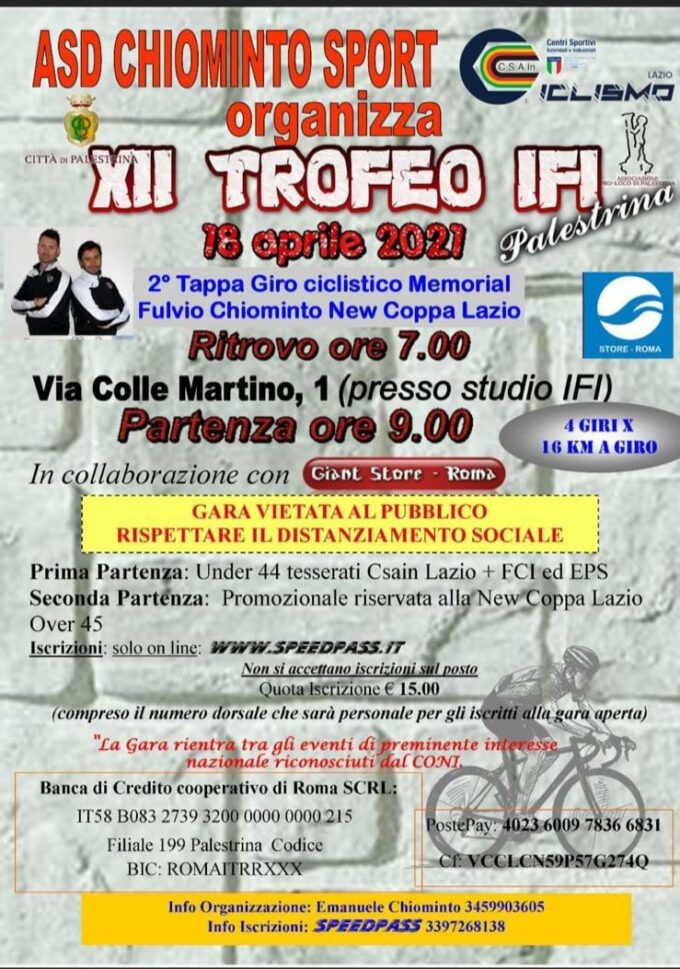 A Palestrina in arrivo la dodicesima edizione del Trofeo IFI