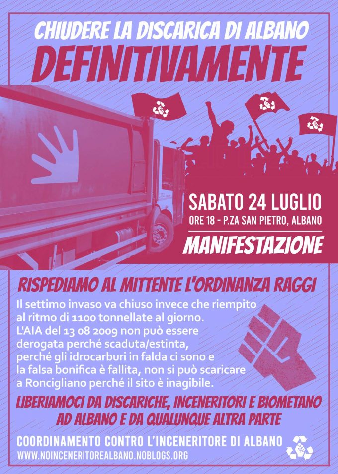 Sabato 24 ad Albano: Manifestazione contro la discarica!