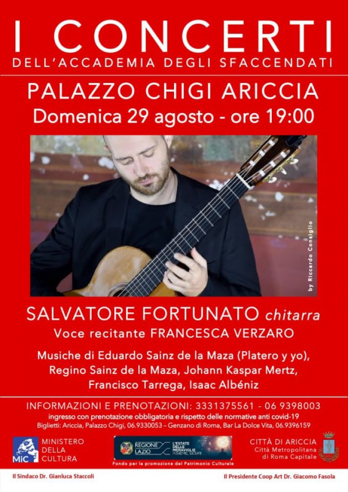 Al Palazzo Chigi di Ariccia recital del chitarrista Salvatore Fortunato