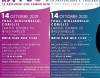 Screening oncologici gratuiti giovedì 14 ottobre a Giulianello. Tutte le info