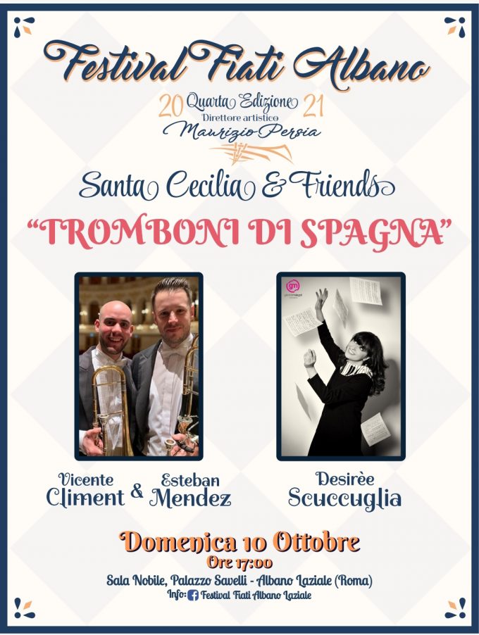 Festival Fiati Albano Laziale: i trombonisti spagnoli Vicente Climent ed Esteban Méndez a Palazzo Savelli