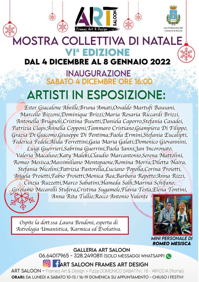 Mostra di Natale, presso la Galleria Art Saloon di Ariccia