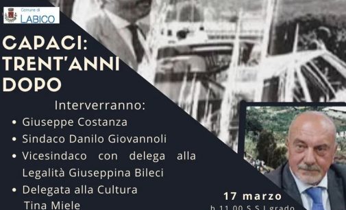 Capaci: trent’anni dopo – A Labico, doppio appuntamento con Giuseppe Costanza