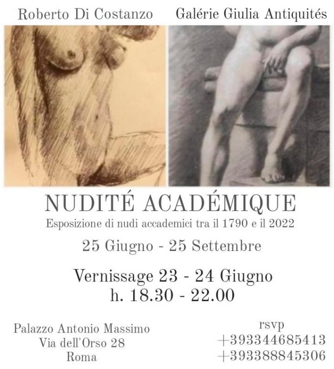 Esposizione di nudi accademici tra il 1790 e il 2022 Roberto Di Costanzo e Galérie Giulia Antiquités